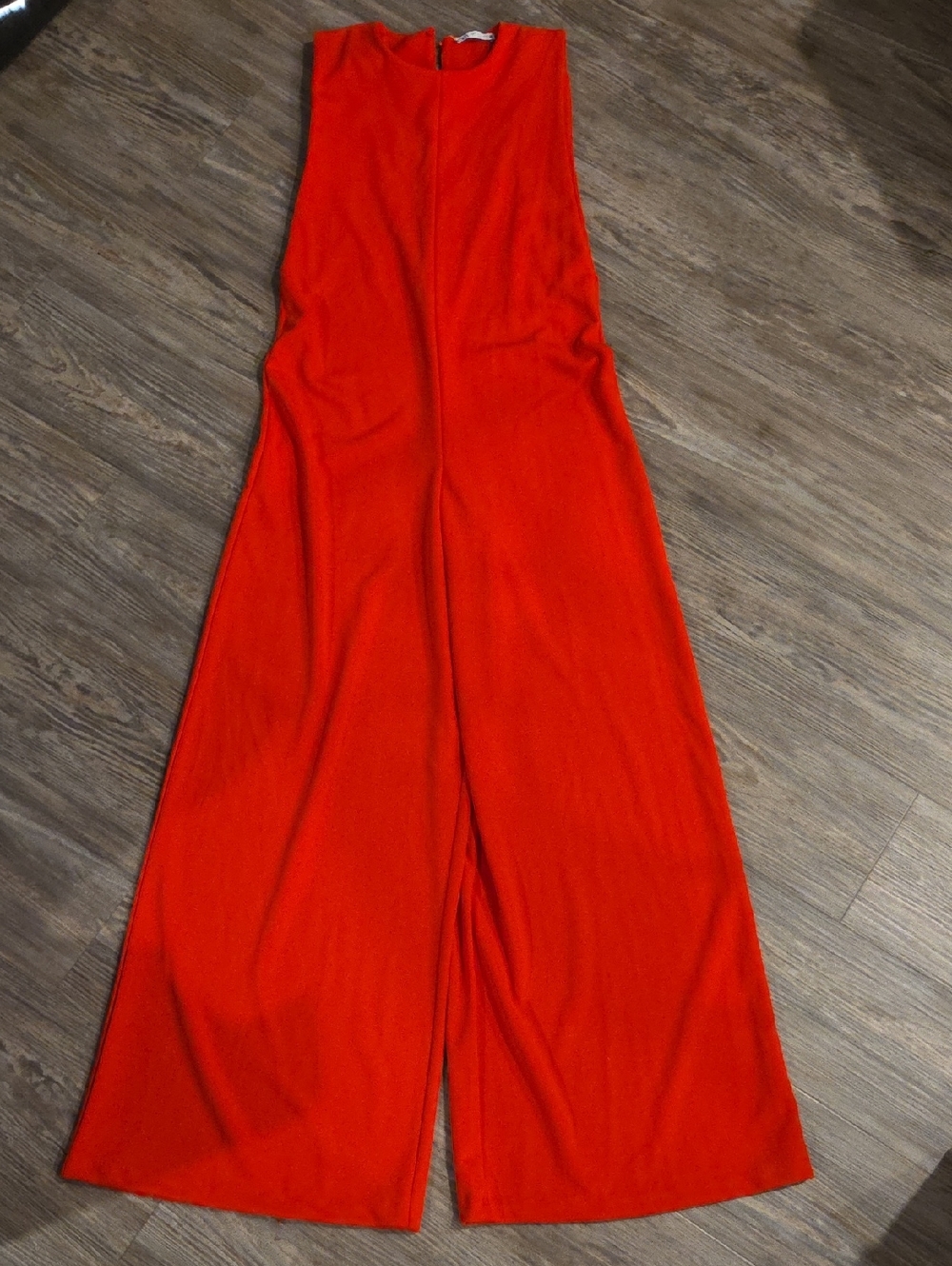 Zara Bright Red Sleeveless Wide-Leg Jumpsuit